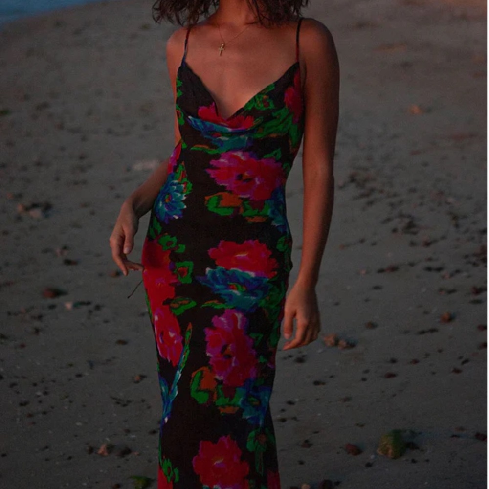 Rat & Boa Floral Maxi Dress - Black, Red, Green
